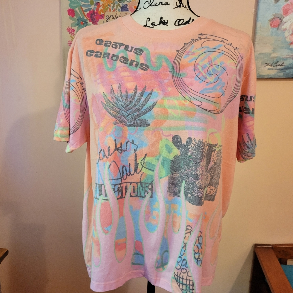 Urban Outfitters Cactus Gardens Flame Soft Tee, Pink, Orange, Boxy, NWOT, Large - Picture 3 of 14